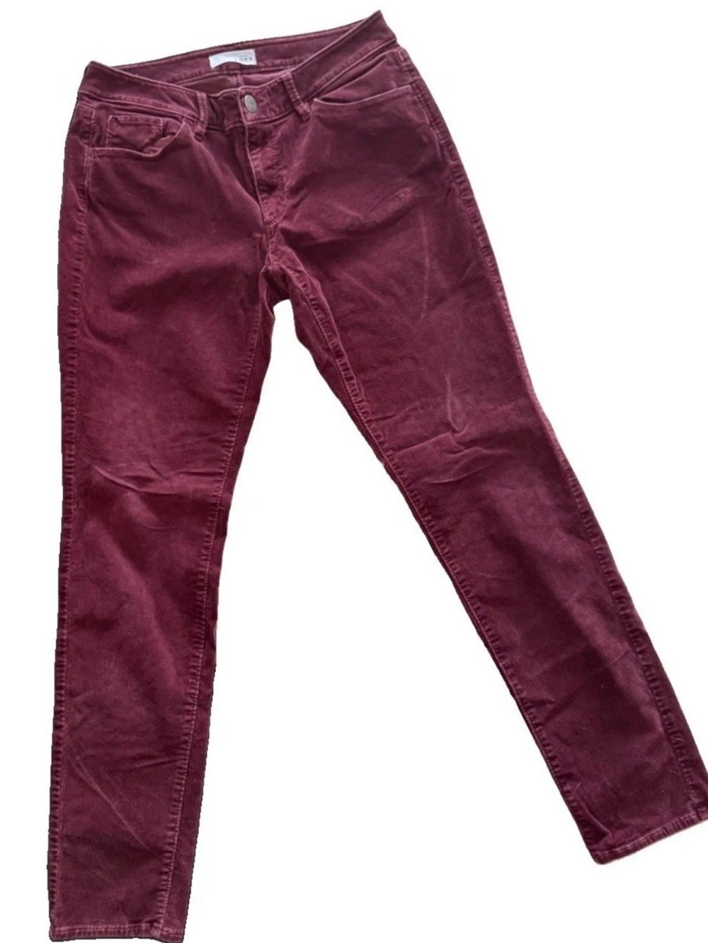 Modern Casual Women Dark Academic Burgundy Wine Corduroy Skinny Jeans Size 6